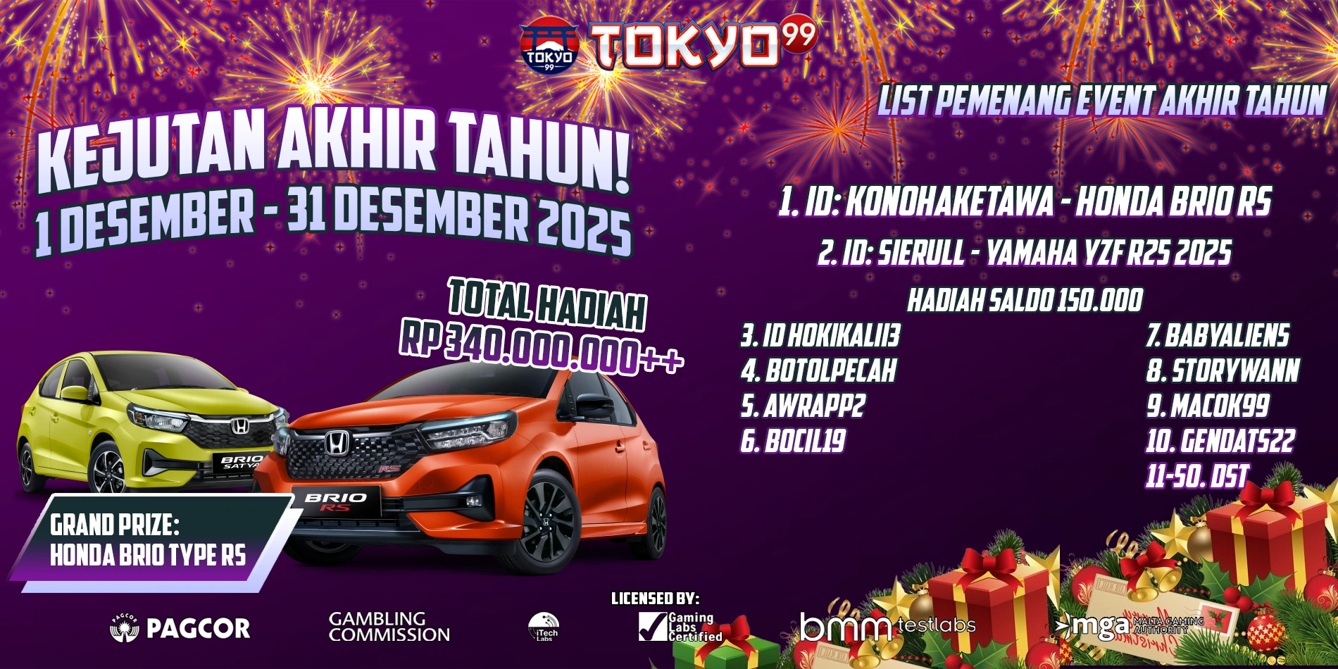 LIST PEMENANG EVENT KEJUTAN AKHIR TAHUN